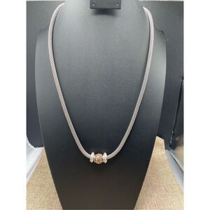 Vintage Brighton Beverly Necklace with 3 Crystal Rhinestone Pave Charms